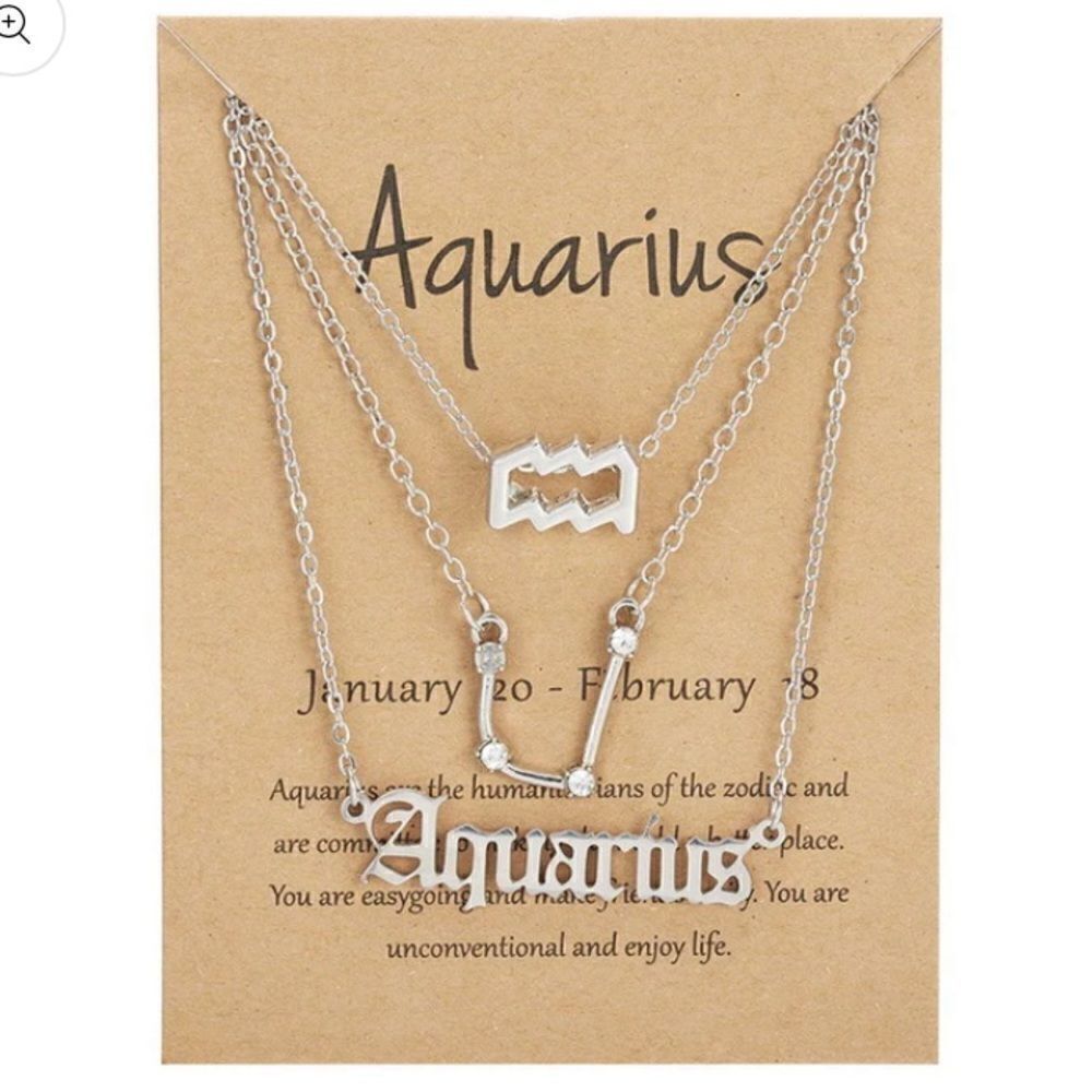 Zodiac 3pc Silver color necklace 2 poly mailers and 1 bag Aquarius ♒️